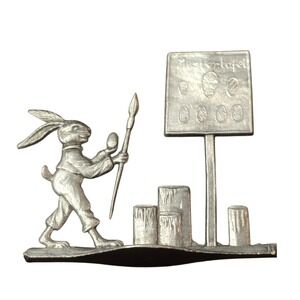 Schweizer Pewter Rabbit Painting Eggs‎ Mastertafel Figurine Easter Decor